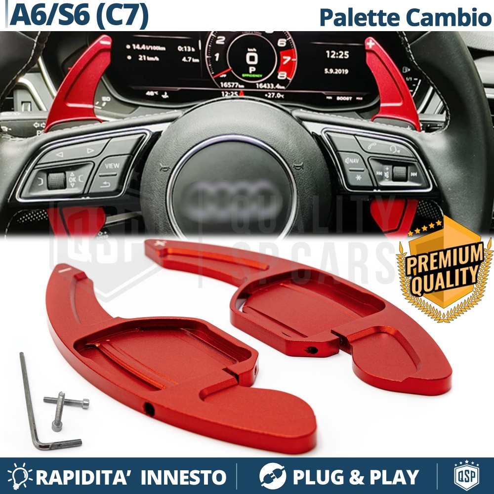 2 Levas de Volante para AUDI A6 (C7) | Levas de Cambio en Aluminio Rojo 2 Levas de Volante para AUDI A6 (C7) | Levas de Cambio en Aluminio Rojo