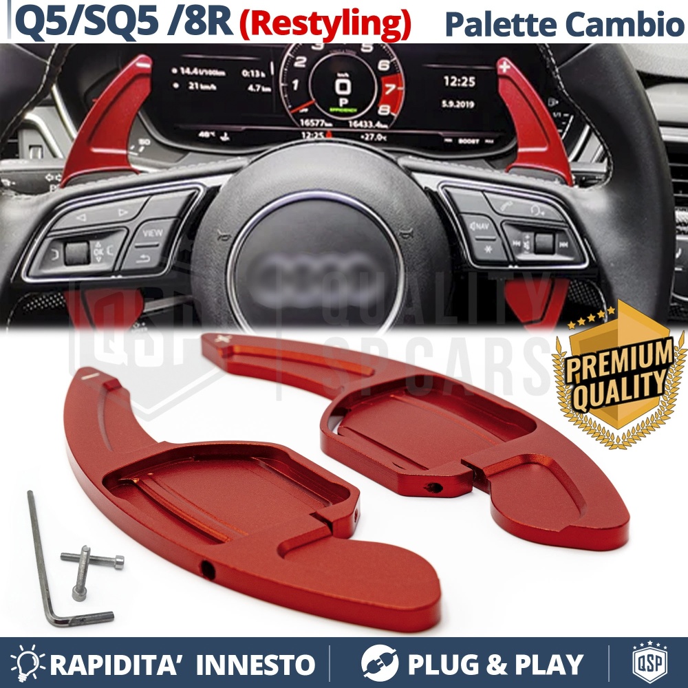 2 Levas de Volante para AUDI Q5 (8R) 13-16 | Levas de Cambio en Aluminio Rojo 2 Levas de Volante para AUDI Q5 (8R) 13-16 | Levas de Cambio en Aluminio Rojo