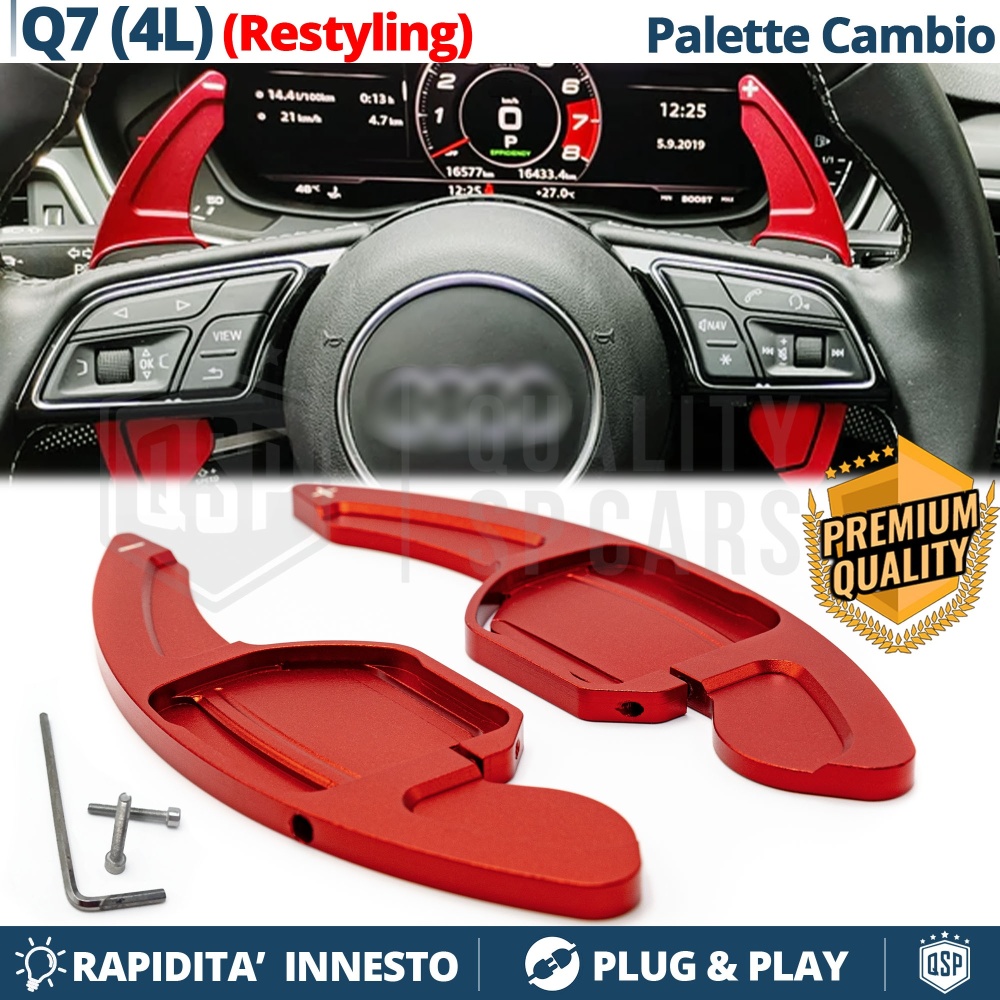 2 Levas de Volante para AUDI Q7 (4L) 10-15 | Levas de Cambio en Aluminio Rojo 2 Levas de Volante para AUDI Q7 (4L) 10-15 | Levas de Cambio en Aluminio Rojo