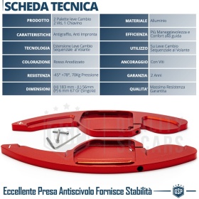 2 Levas de Volante para AUDI Q7 (4L) 10-15 | Levas de Cambio en Aluminio Rojo