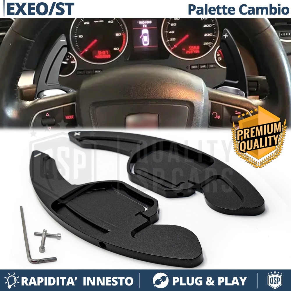 2 PALETTE Cambio al Volante per SEAT Exeo | Leve Cambio Sequenziale in Alluminio Nero 2 PALETTE Cambio al Volante per SEAT Exeo | Leve Cambio Sequenziale in Alluminio Nero