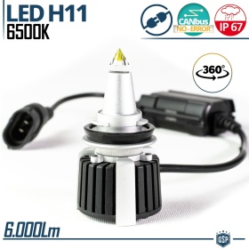 1 Ampoule LED H11 à Quartz 360° CANBUS | Lumière Blanche Puissant 6500K 55W