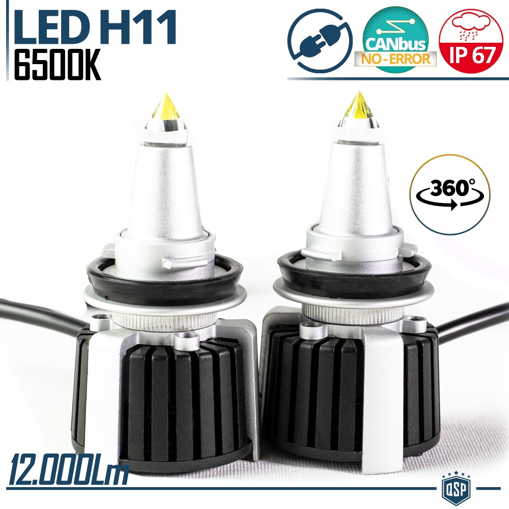 Quartz H11 LED Bulbs Kit 360° CANBUS | Powerful White Light 6500K 55W