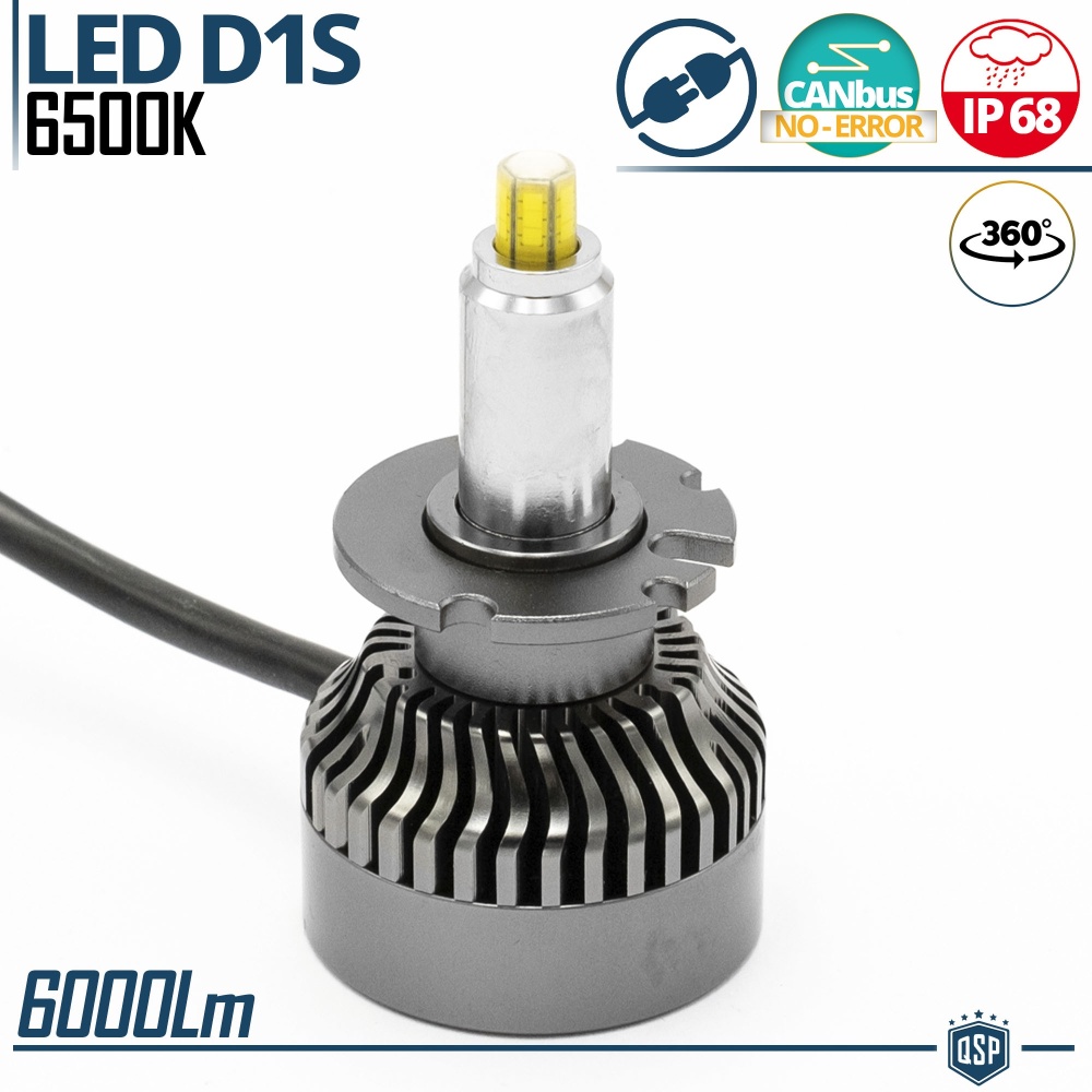 1 Bombilla LED D1S | Conversión de Xenon HID a LED Plug & Play | Luz Blanca Potente 360° | 6000LM 6500K