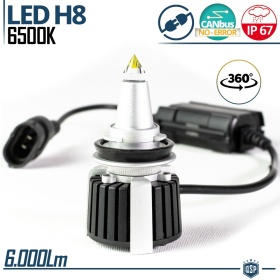 1 Bombilla LED H8 de Cuarzo 360° CANBUS | Luz Blanca Potente 6500K 55W