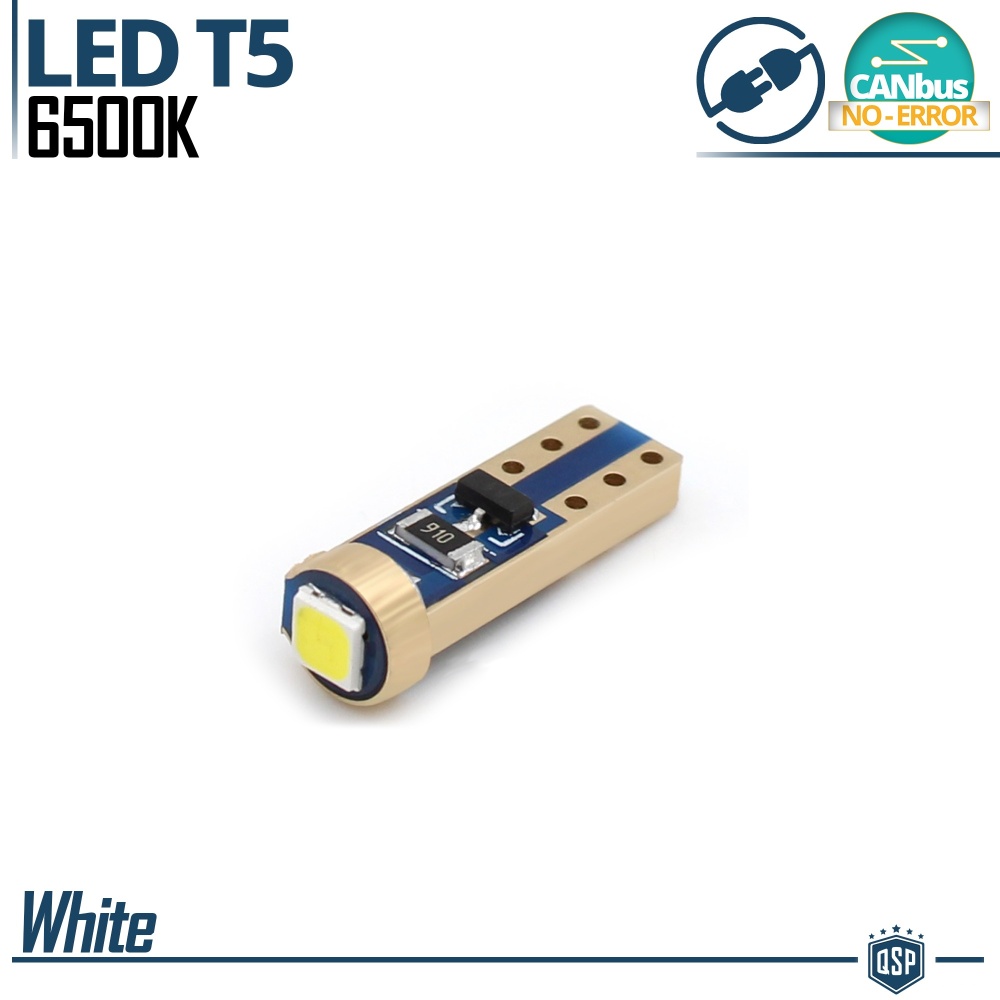 X1 Bombilla LED T5 CANbus NO Error Profesional | Luz Blanca Potente 6500K | Plug & Play