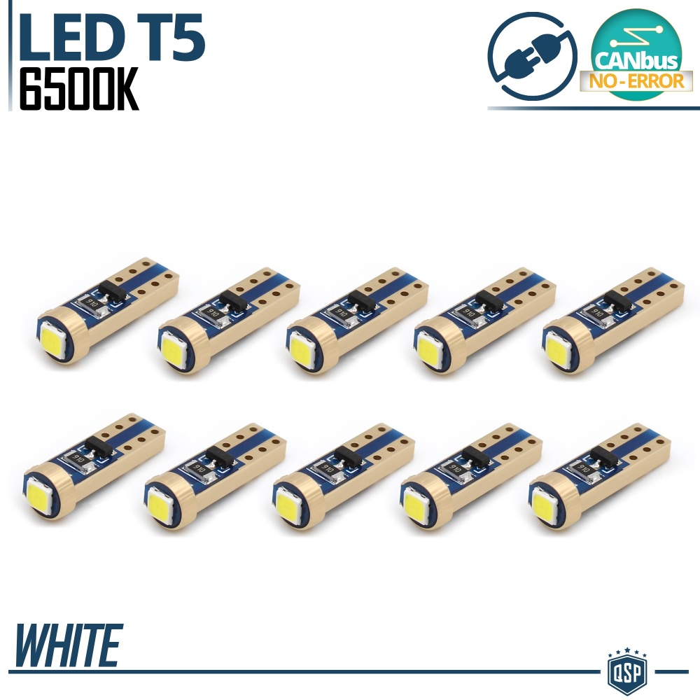 10 Bombillas LED T5 Cuadro de Instrumentos Blanco | Cambio Luz Instrumentación | Canbus, Plug & Play