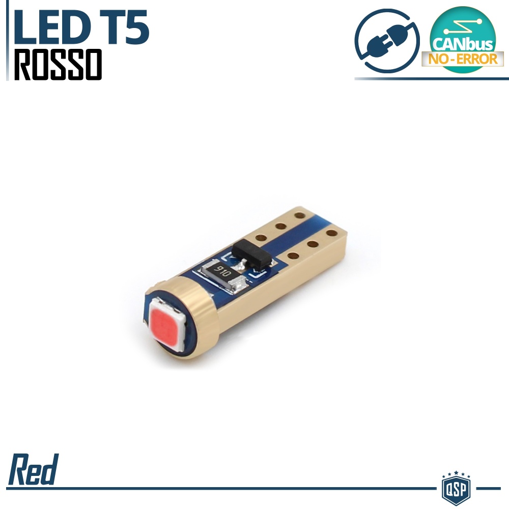 X1 Bombilla LED T5 CANbus NO Error Profesional | Luz Rojo Potente | Plug & Play