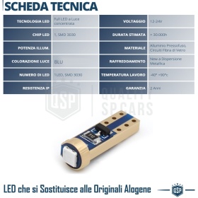 10 Bombillas LED T5 Cuadro de Instrumentos Azules | Cambio Luz Instrumentación | Canbus, Plug & Play