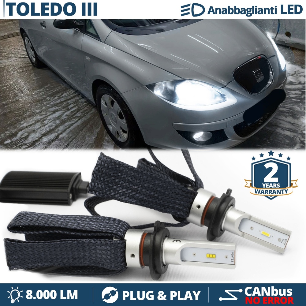 Kit LED H7 para Seat TOLEDO 3 5P Luces de Cruce CANbus | 6500K Blanco Frío 8000LM