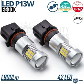 2x Bombillas LED P13W - PSX26W Canbus con Lente | 360° Blanco Frío 6500K | Plug & Play