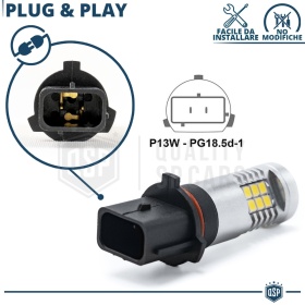 2x Bombillas LED P13W - PSX26W Canbus con Lente | 360° Blanco Frío 6500K | Plug & Play
