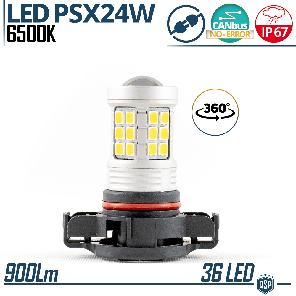 1x Bombilla LED PSX24W Canbus con Lente | 360° Blanco Frío 6500K | Plug & Play