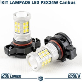 2 Bombillas LED PSX24W Canbus con Lente | DRL - Luces de Niebla | 360° Blanco Frío 6500K | Plug & Play