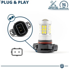 2 Bombillas LED PSX24W Canbus con Lente | DRL - Luces de Niebla | 360° Blanco Frío 6500K | Plug & Play