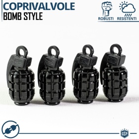 4 Tapones de Válvula Negros "Granada" | Válvulas Neumáticos Universales para Coches y Moto en Aluminio