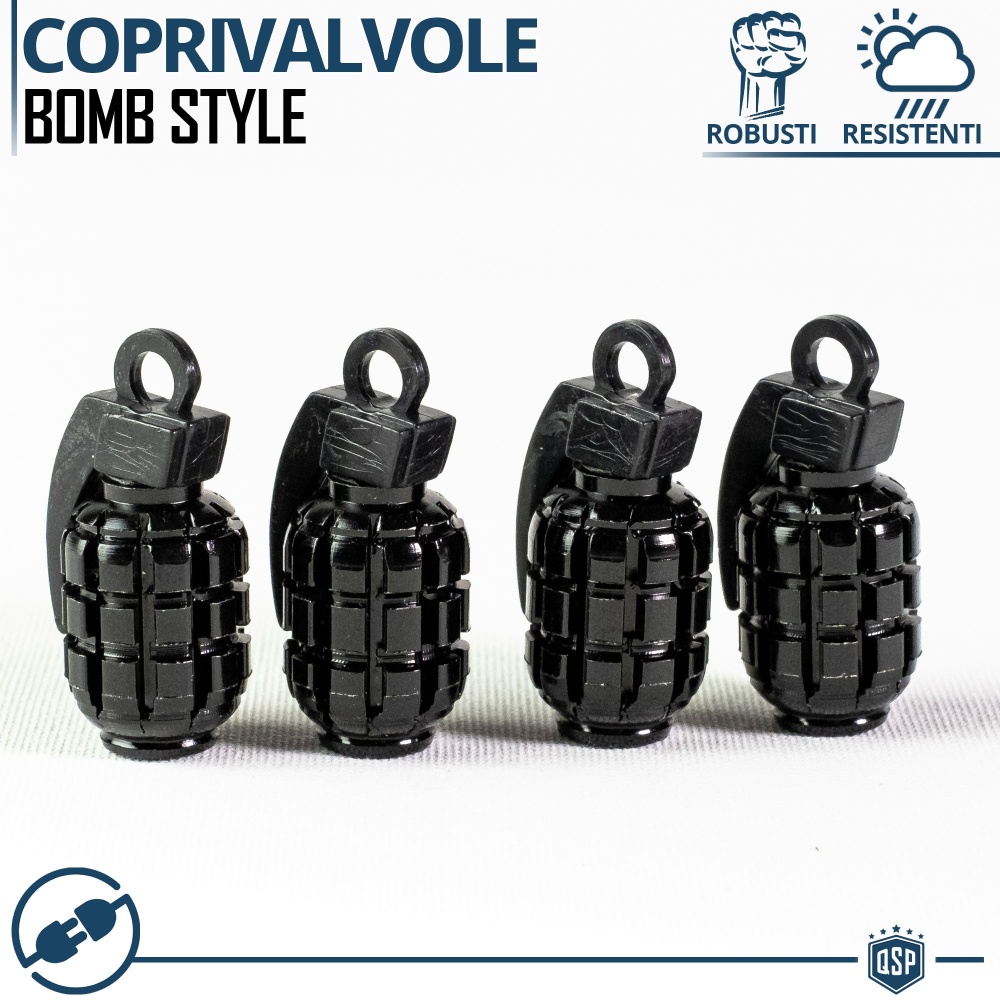 4 Tapones de Válvula Negros "Granada" | Válvulas Neumáticos Universales para Coches y Moto en Aluminio 4 Tapones de Válvula Negros "Granada" | Válvulas Neumáticos Universales para Coches y Moto en Aluminio