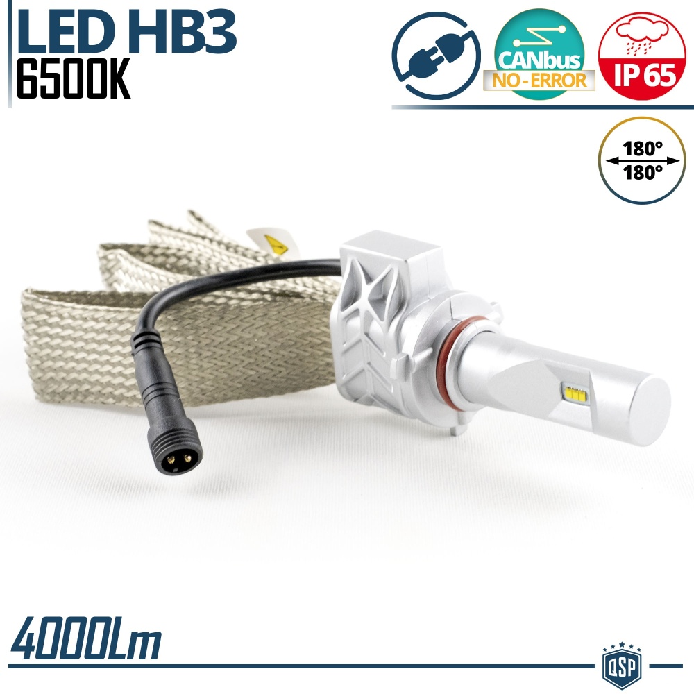 1 Bombilla LED HB3 CANbus Profesional | Conversión de Halógena HB3 a LED | 6500K Blanco Frío 4000LM