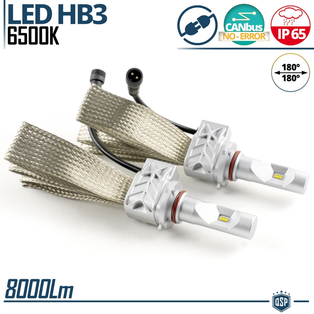 Kit LED HB3 CANbus Profesional | Conversión de Halógena HB3 a LED | 6500K Blanco Frío 8000LM