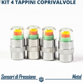 4 Tapones de Válvula INDICADOR DE PRESIÓN Neumáticos | Tapas Válvulas Universales para Coches y Moto en Acero