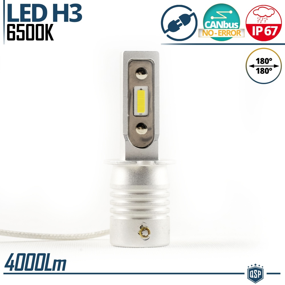 1 Full LED H3 Bulb | Powerful White Ice 6500K 4000LM | CANbus Error FREE, Plug & Play 1 Full LED H3 Bulb | Powerful White Ice 6500K 4000LM | CANbus Error FREE, Plug & Play
