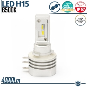 1x Bombilla LED H15 | Blanco Frío 6500K Potente 4000LM | CANbus Sin Error, Plug & Play