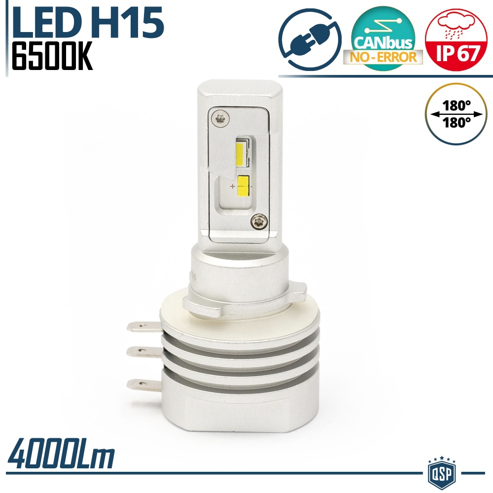 1x Bombilla LED H15 | Blanco Frío 6500K Potente 4000LM | CANbus Sin Error, Plug & Play 1x Bombilla LED H15 | Blanco Frío 6500K Potente 4000LM | CANbus Sin Error, Plug & Play