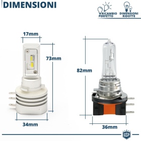 1x Bombilla LED H15 | Blanco Frío 6500K Potente 4000LM | CANbus Sin Error, Plug & Play