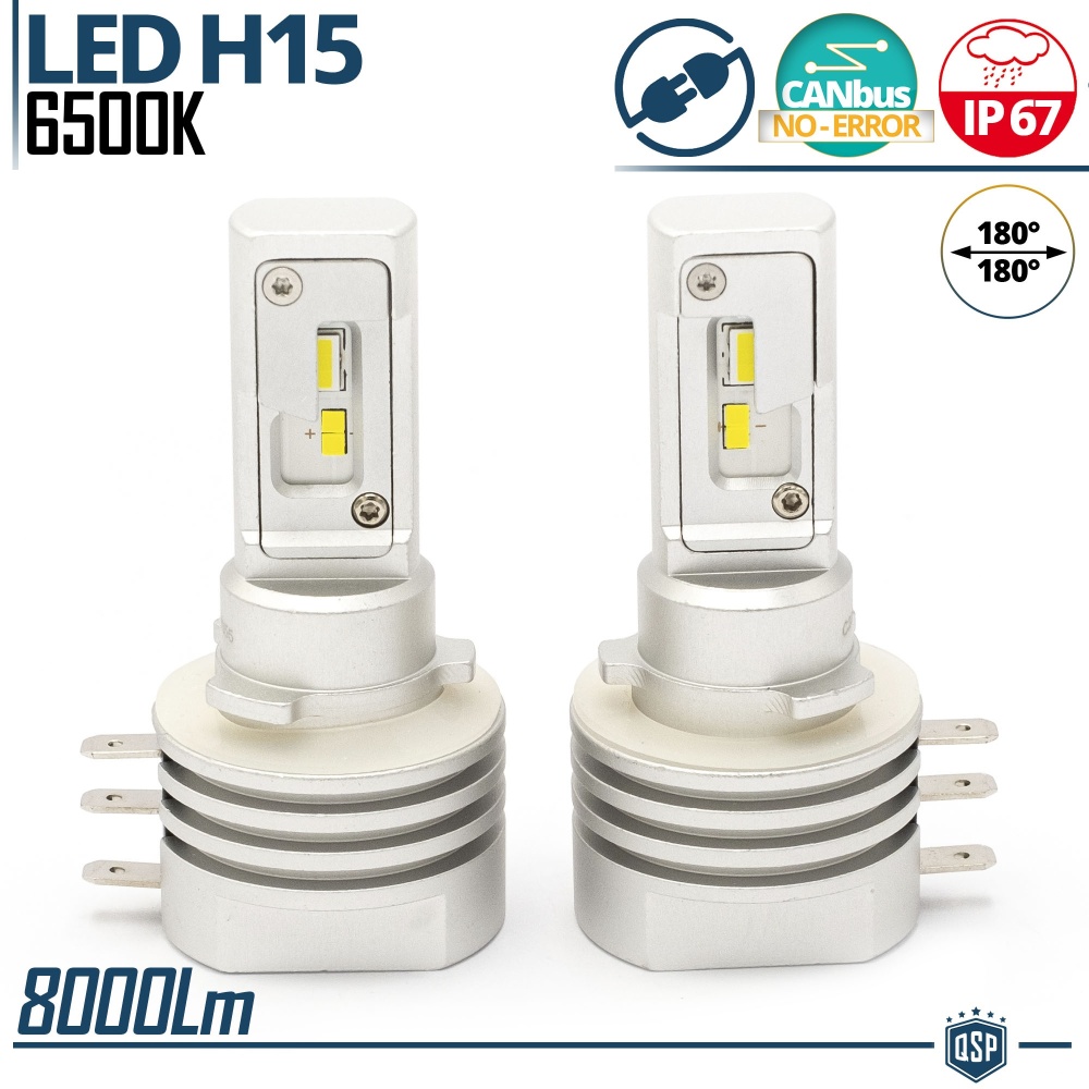 Kit LED H15 Plug & Play | Conversión LED LUCES DIURNAS SRL + CARRETERA | 6500K Blanco Frío 8000LM | CANbus Kit LED H15 Plug & Play | Conversión LED LUCES DIURNAS SRL + CARRETERA | 6500K Blanco Frío 8000LM | CANbus