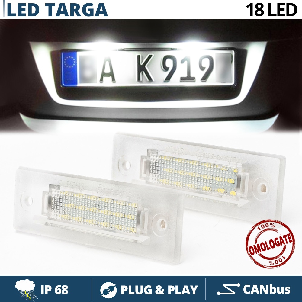 2 Plafones LED Matrícula para PORSCHE Boxster, 911, 968 | Canbus, Plug & Play | 18 LED 6.500K Blanco Frío