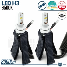 Kit LED H3 con GRADUACIÓN AJUSTABLE | 6500K 8000LM | CANbus SIN ERROR, Plug & Play