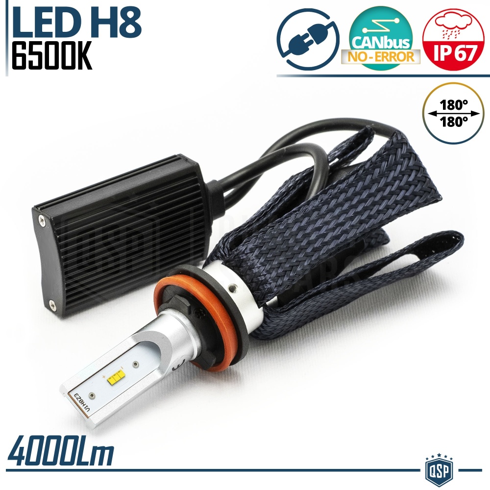 1 Bombilla LED H8 CANbus Plug & Play | NEW ANILLO AJUSTABLE | Conversión de Halógena H8 a LED | 6500K Blanco Frío 4000LM