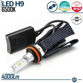 1 Bombilla LED H9 CANbus Plug & Play | NEW ANILLO AJUSTABLE | Conversión de Halógena H9 a LED | 6500K Blanco Frío 4000LM