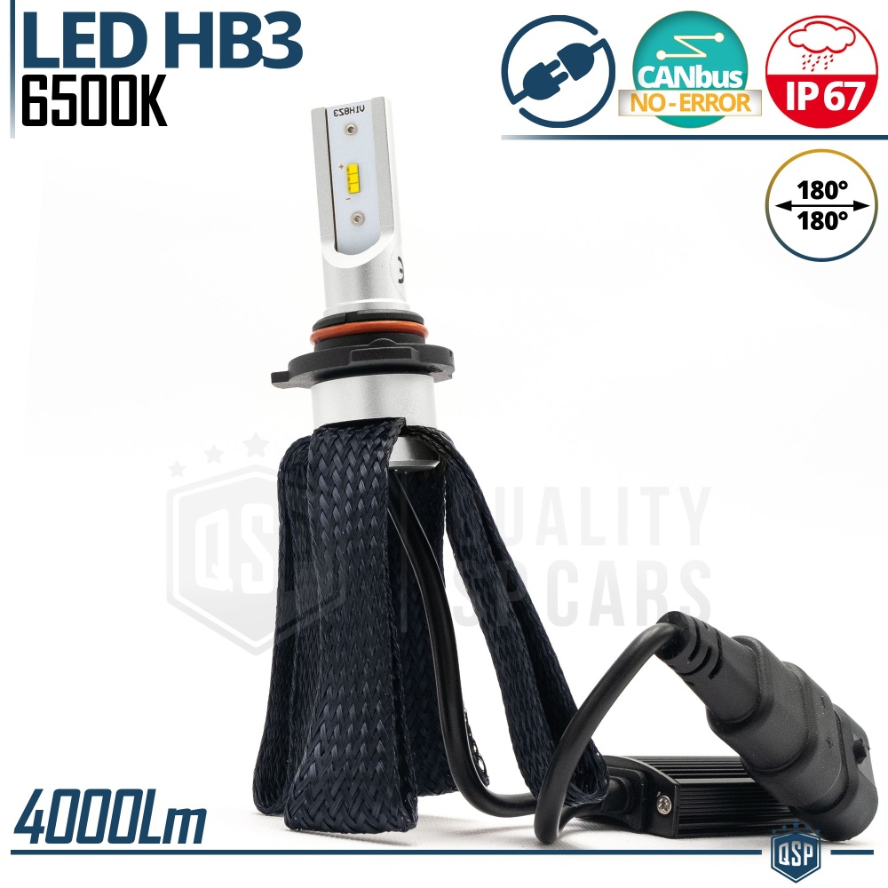 1 Bombilla LED HB3 CANbus Plug & Play | NEW ANILLO AJUSTABLE | Conversión de Halógena HB3 a LED | 6500K Blanco Frío 4000LM