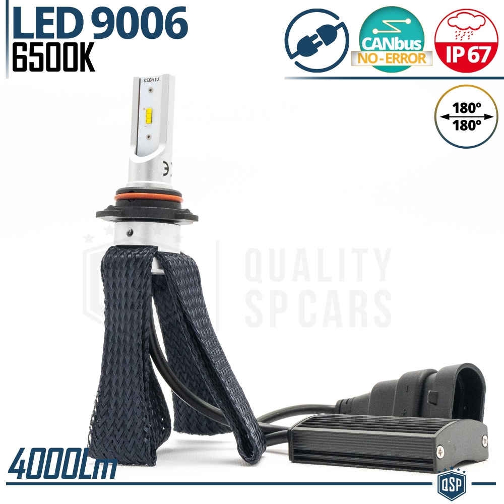 1 Bombilla LED 9006 CANbus Plug & Play | NEW ANILLO AJUSTABLE | Conversión de Halógena 9006 a LED | 6500K Blanco Frío 4000LM