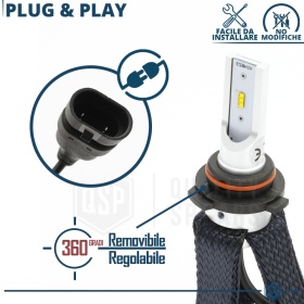 1 Bombilla LED 9006 CANbus Plug & Play | NEW ANILLO AJUSTABLE | Conversión de Halógena 9006 a LED | 6500K Blanco Frío 4000LM