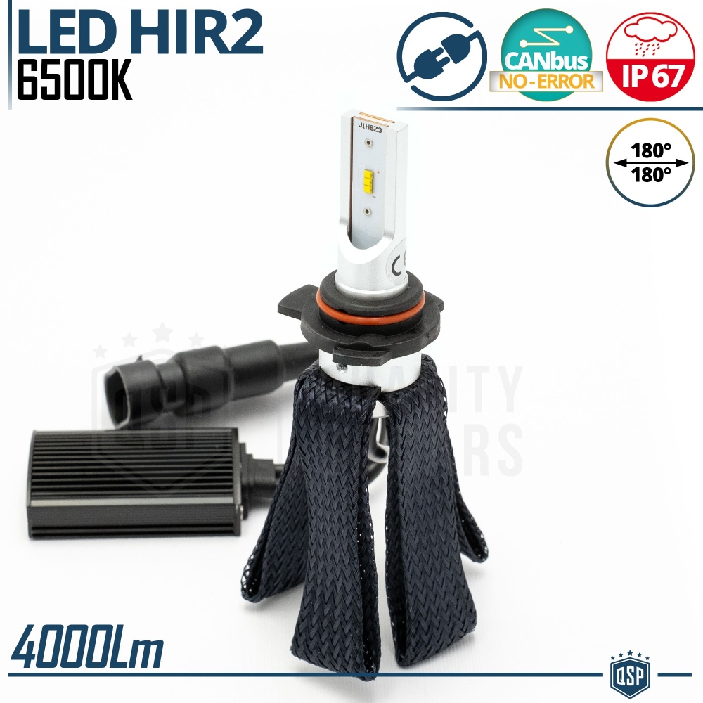 1 Bombilla LED HIR2 CANbus Plug & Play | NEW ANILLO AJUSTABLE | Conversión de Halógena HIR2 a LED | 6500K Blanco Frío 4000LM