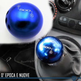 Pomo Palanca de Cambio AZUL para FIAT 500 Nueva y Antigua Universal en Acero Inoxidable Anotizado
