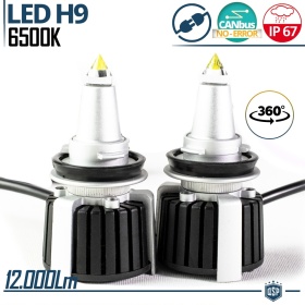 Kit Bombillas LED H9 de Cuarzo 360° CANBUS | Luz Blanca Potente 6500K 55W