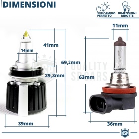 Kit Bombillas LED H9 de Cuarzo 360° CANBUS | Luz Blanca Potente 6500K 55W