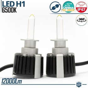 Kit Bombillas LED H1 de Cuarzo 360° CANBUS | Luz Blanca Potente 6500K 55W