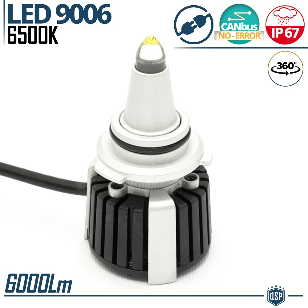 1 Bombilla LED 9006 de Cuarzo 360° CANBUS | Luz Blanca Potente 6500K 55W