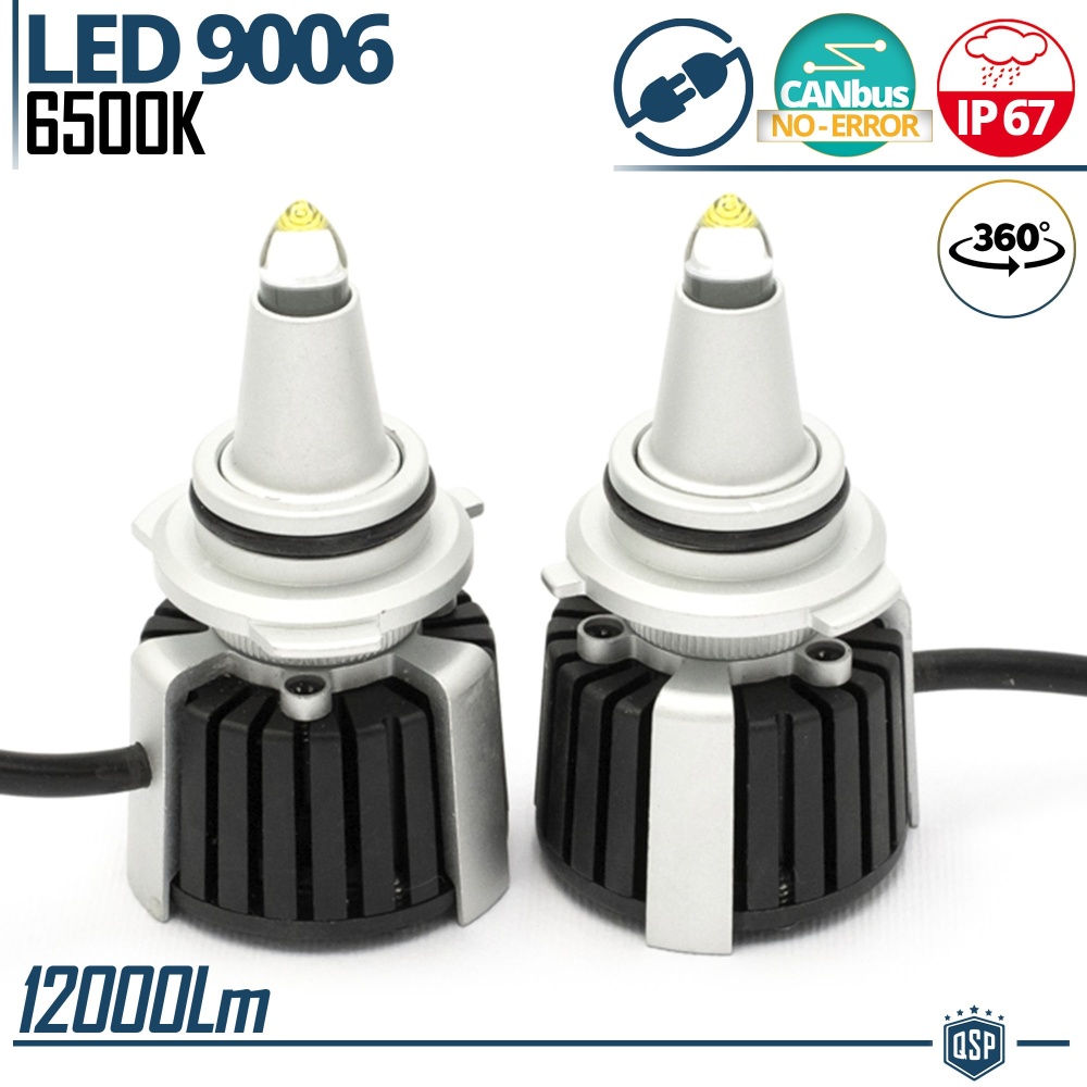 Kit Bombillas LED 9006 de Cuarzo 360° CANBUS | Luz Blanca Potente 6500K 55W
