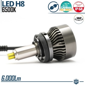 1 Bombilla LED H8 para FARO LENTICULAR | Luz Potente 360° 6000 Lúmenes | Conversión de HALÓGENA H8 a LED | CANbus, Plug & Play