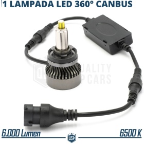1 Bombilla LED H16 para FARO LENTICULAR | Luz Potente 360° 6000 Lúmenes | Conversión de HALÓGENA H16 a LED | CANbus, Plug & Play