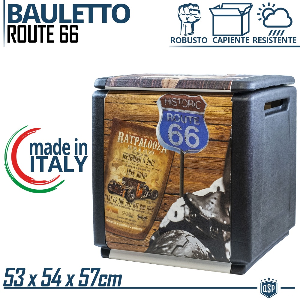 Baúl de almacenamiento robusto y espacioso de EXTERNO - INTERNO Design Route 66 | 320 litros
