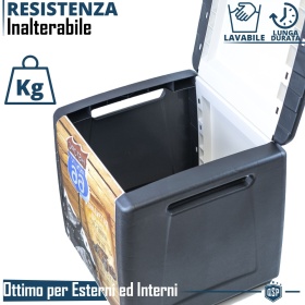 Baúl de almacenamiento robusto y espacioso de EXTERNO - INTERNO Design Route 66 | 320 litros
