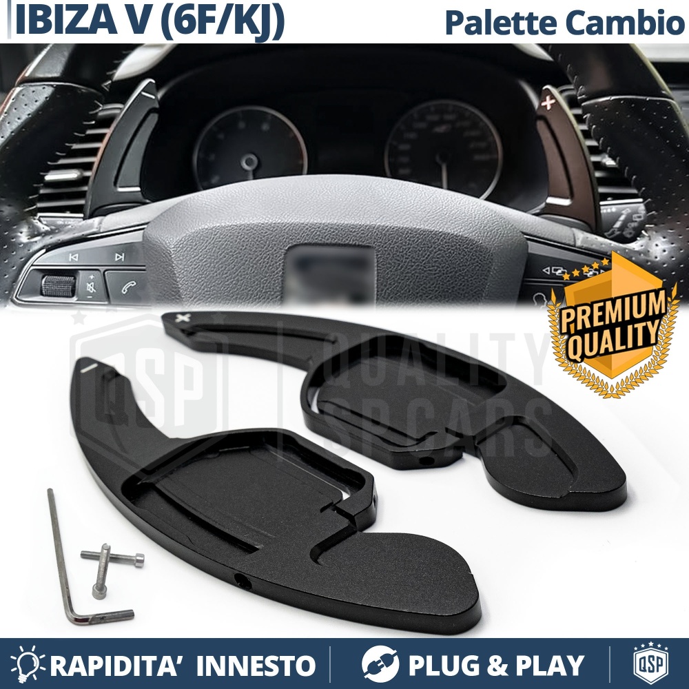 2 PALETTE Cambio al Volante per SEAT Ibiza 5 (6F, KJ) | Leve Cambio Sequenziale in Alluminio Nero 2 PALETTE Cambio al Volante per SEAT Ibiza 5 (6F, KJ) | Leve Cambio Sequenziale in Alluminio Nero