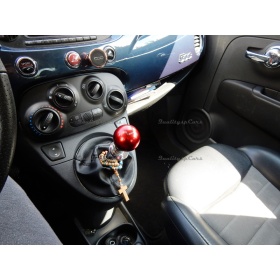 Pomo Palanca de Cambio ROJO para FIAT 500 Nueva y Antigua Universal en Acero Inoxidable Anotizado