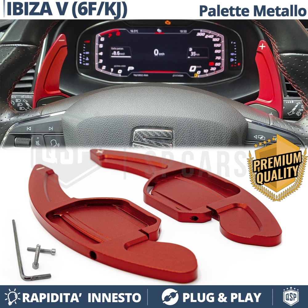 2 Levas de Volante para SEAT Ibiza 5 (6F, KJ) | Levas de Cambio en Aluminio Rojo 2 Levas de Volante para SEAT Ibiza 5 (6F, KJ) | Levas de Cambio en Aluminio Rojo